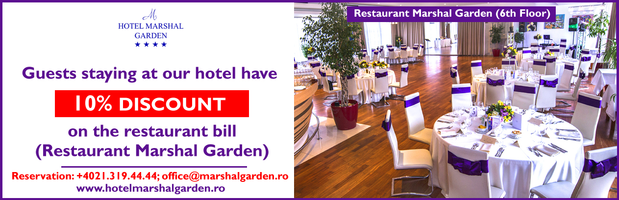 Guests staying at our hotel have 10% discount on the restaurant bill Restaurant Marshal Garden 6th Floor